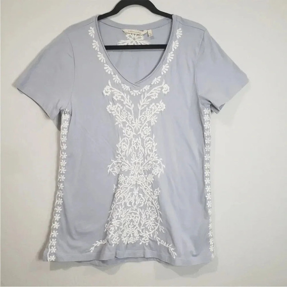 Soft Surroundings Short Sleeves Embroidered Blouse Size XS (fits larger) - Picture 6 of 8